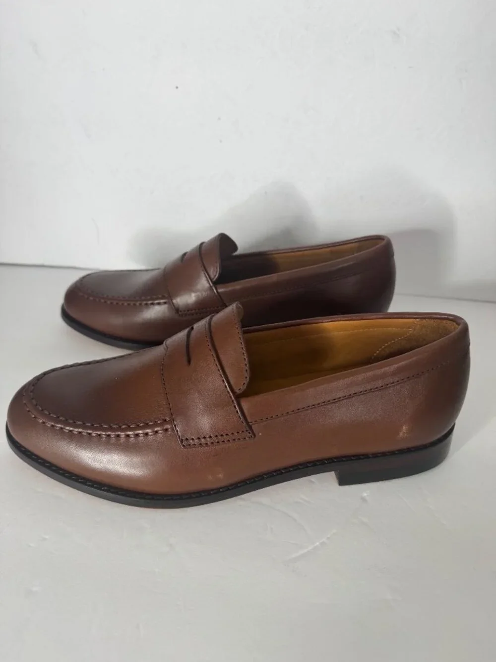 New J. CREW Classic Leather Penny Loafers Burnished Brown Size 8.5 $198 BW677